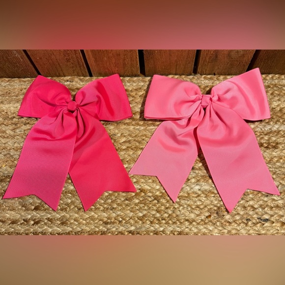 New Two Handmade Large Hair Bows Two Shades of Pink - Picture 1 of 7